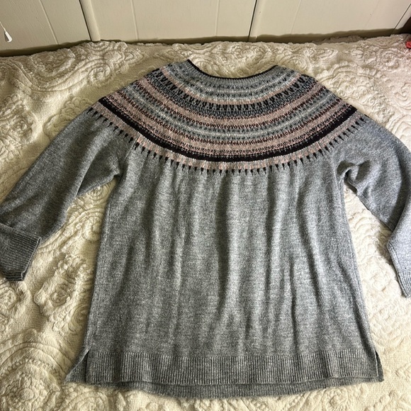 Lety & Me Gray argyle Patterned Women's knit Sweater XL - Picture 8 of 10